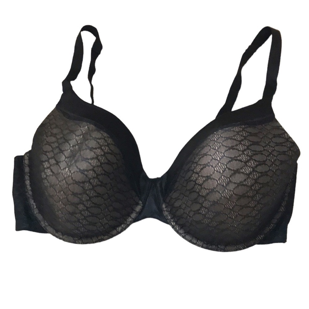 Sweet Nothings Maidenform Black nude lace underwire bra size 38DD